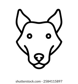 Simple line art illustration of a dog's head dog head, vector Art, Icon, Logo and Graphics. Dog head outline and line art illustration design