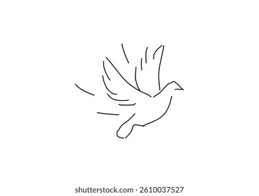 Simple line art illustration of a dove,