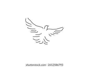 Simple line art illustration of a dove,