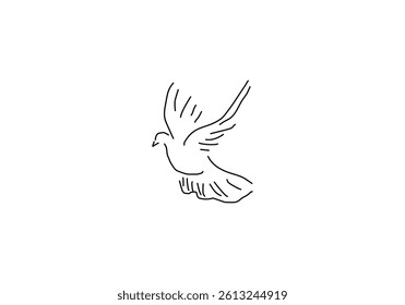 Simple line art illustration of a dove,