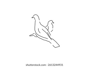 Simple line art illustration of a dove,