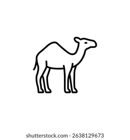 Simple line art illustration of a dromedary camel.