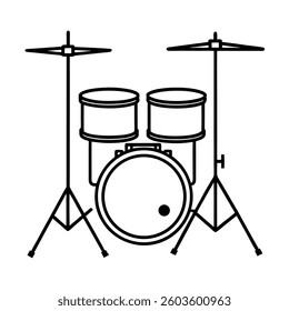 Simple Line Art Illustration of a Drum Set