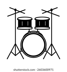 Simple Line Art Illustration of a Drum Set
