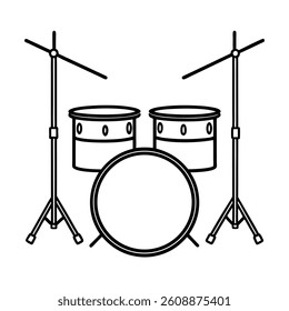 Simple Line Art Illustration of a Drum Set