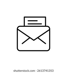 Simple Line Art Illustration of an Email Envelope with Documents. email with document line icon vector on white background