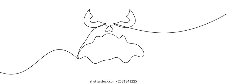 Simple line art illustration featuring an abstract face with horns and a wavy lower section. The minimalist design adds a surreal and artistic vibe, perfect for modern decor or design projects.