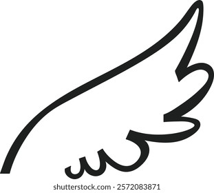 Simple line art illustration featuring a wing rising upward, embodying themes of freedom, hope, and spiritual growth, perfect for minimalist designs and logo applications