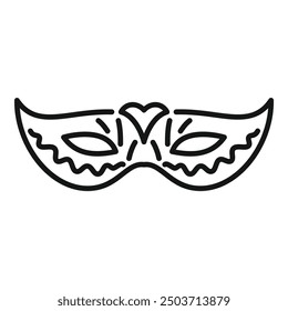 Simple line art illustration of a festive carnival mask, perfect for representing themes of celebration, mystery, and disguise