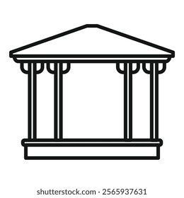 Simple line art illustration of a gazebo with a podium, perfect for representing outdoor relaxation