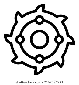 Simple line art illustration of a gear or cogwheel in high contrast black and white