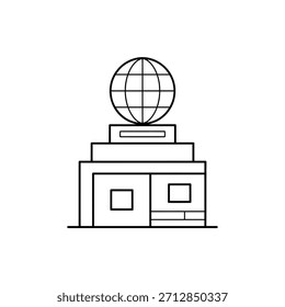 Simple Line Art Illustration of a Globe on Top of the Building, a Landmark