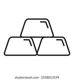 Simple line art illustration of gold bars stacked on top of each other, representing wealth, investment, and financial success