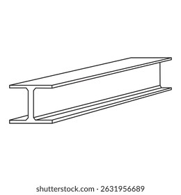 Uma simples ilustração de arte de linha de um ferro de feixe H, um perfil de aço estrutural com uma seção transversal em forma de 'H', fornecendo força e suporte excepcionais. Ideal para visualizar construções pesadas