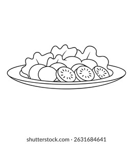 Simples ilustração de uma salada saudável em um prato