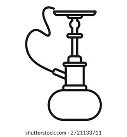 Ilustração simples de uma narguilé, com um tubo longo ligado a uma base redonda