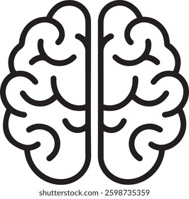 Simple Line Art Illustration of a Human Brain
