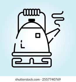 Simple line art illustration of a kettle boiling on a stovetop.