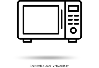 Simple Line Art Illustration of a Kitchen Microwave Oven Icon with Control Panel and Door