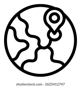 Simple line art illustration of a location pin marking a spot on the world map