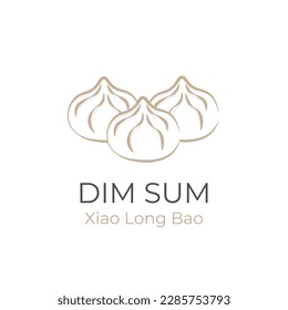 Simple Line Art Illustration Logo chinese stuffed bun Xiao Long Bao or shoronpou