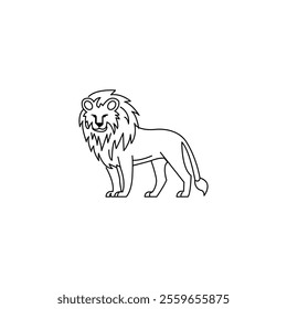 Simple line art illustration of a majestic lion.