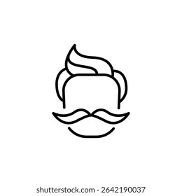 Simple Line Art Illustration Of A Man With Mustache And Hairstyle