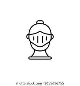 Simple Line Art Illustration Of A Medieval Knight Helmet Avatar
