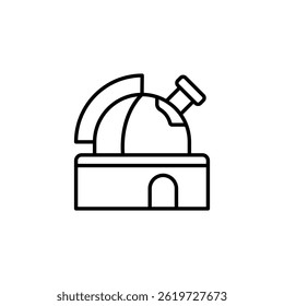 Simple Line Art Illustration of a Modern Observatory for Astronomical Study