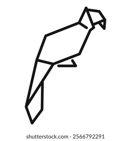 Simple line art illustration of a parrot, designed in a geometric origami style