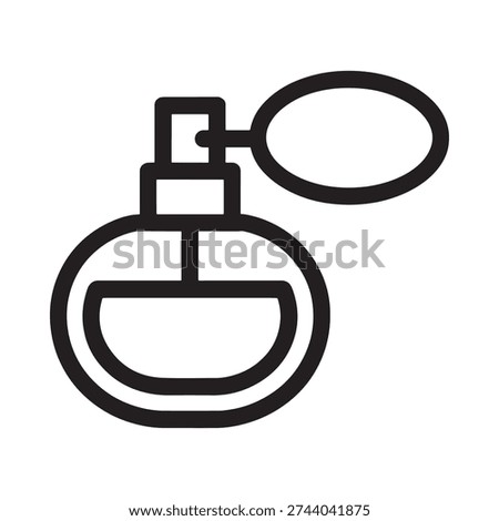 Simple line art illustration of a perfume bottle with a spray nozzle