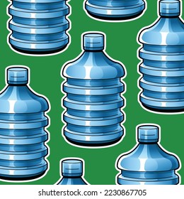 Simple Line Art Illustration of Plastic Water Gallon Chair Sticker Pattern on Green Background, Vector, Flat Bottle Cartoon Style