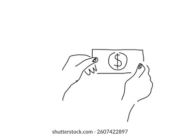 Simple line art illustration representing a dollar bill.