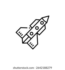 Simple Line Art Illustration Of A Rocket Ship For Space Exploration