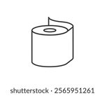 Simple line art illustration of a roll of toilet paper. Perfect for websites, apps, or presentations needing a clean, minimalist design.  Versatile and easily adaptable to various styles.