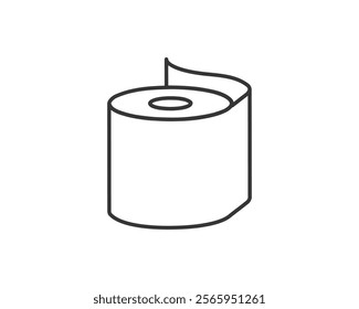 Simple line art illustration of a roll of toilet paper. Perfect for websites, apps, or presentations needing a clean, minimalist design.  Versatile and easily adaptable to various styles.