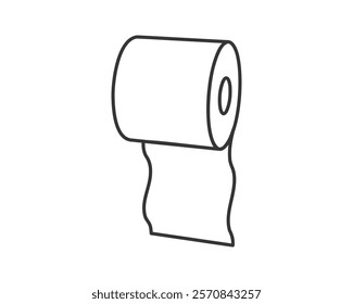 Simple line art illustration of a roll of toilet paper. Perfect for websites, apps, or educational materials needing a clean and minimalist design.