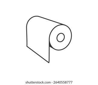 Simple line art illustration of a roll of paper towels.  Perfect for minimalist designs, website icons, or educational materials related to hygiene, cleanliness, or resource management.