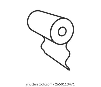 Simples ilustração de arte de linha de um rolo de desenrolar material.  Perfeito para conceitos de produção, fornecimento, abundância ou novos começos.