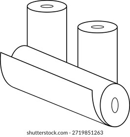 Simple line art illustration of a roll of paper. Perfect for representing concepts of new beginnings, potential, or storage. Ideal for website design, educational materials,