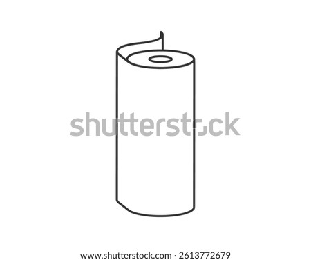 Simple line art illustration of a roll of paper.  Perfect for representing concepts of new beginnings, potential, or storage. Ideal for website design, educational materials, or minimalist branding.