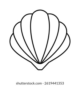 Simples ilustração de uma linha de arte de uma concha vieira.