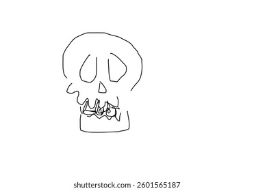 simple line art illustration of a skull, symbolizing danger, rock culture, and ghostly themes.