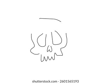 simple line art illustration of a skull, symbolizing danger, rock culture, and ghostly themes.