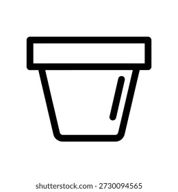 Ilustración de arte de línea simple de una Pequeña planta de semillero verde en una maceta de terracota con dos hojas, que simboliza el crecimiento y la naturaleza