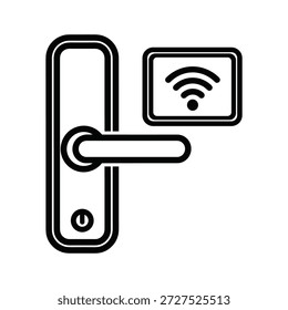 Ilustração de arte de linha simples de uma trava de porta inteligente com conectividade Wi-Fi