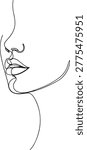 Simple line art illustration of a smiling face blowing a kiss Continuous Line Art Vector Illustration