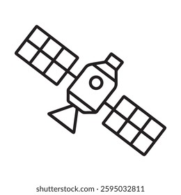 Simple Line Art Illustration of a Space Satellite