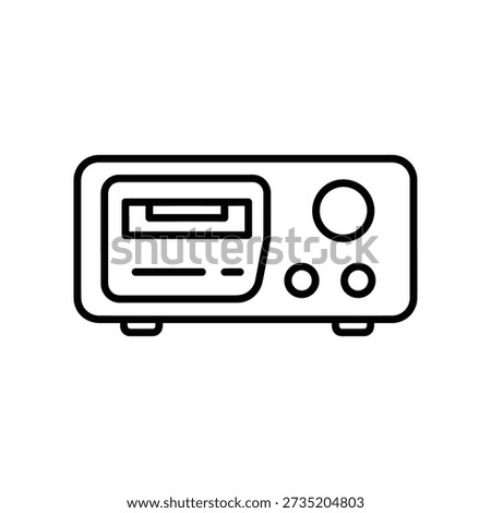 Simple line art illustration of a stereo system with controls and display screen.