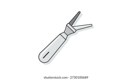 Ilustração de arte de linha simples com sombreamento sutil de um removedor de grampos, uma ferramenta de suprimentos de escritório comum, mostrada em um ângulo em um fundo branco limpo.
